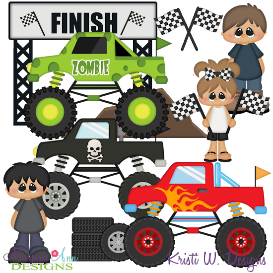 Monster Trucks SVG Cutting Files + Clipart - Click Image to Close